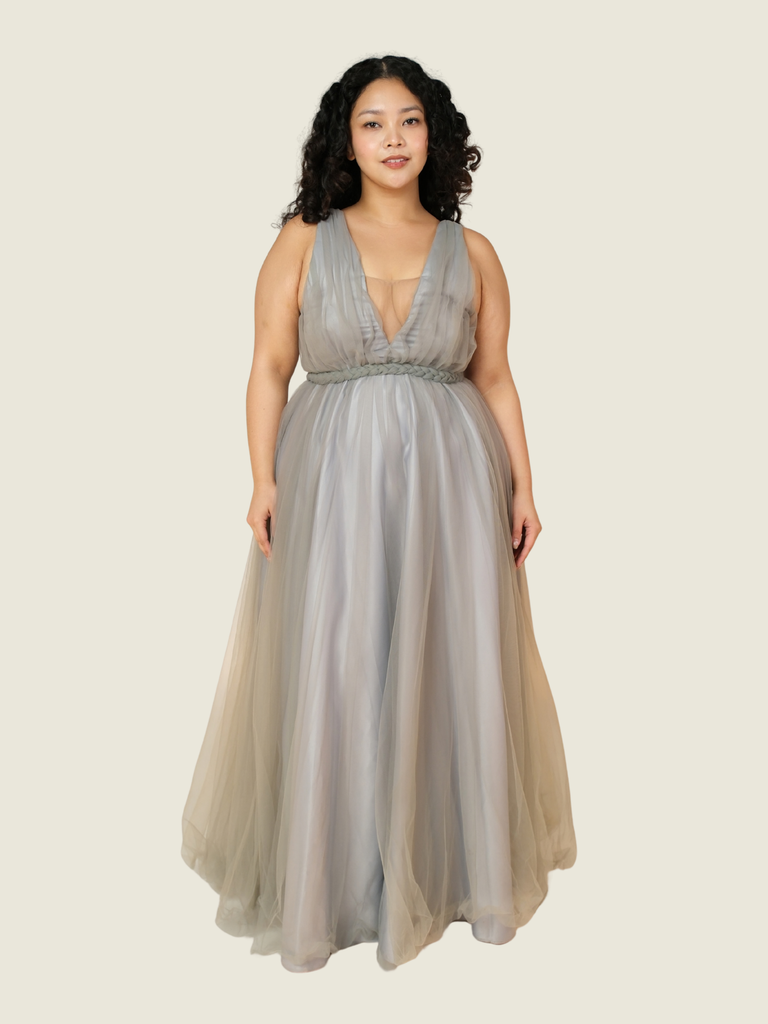 Ulmar Uy Custom Tulle Dress in Dusty Blue