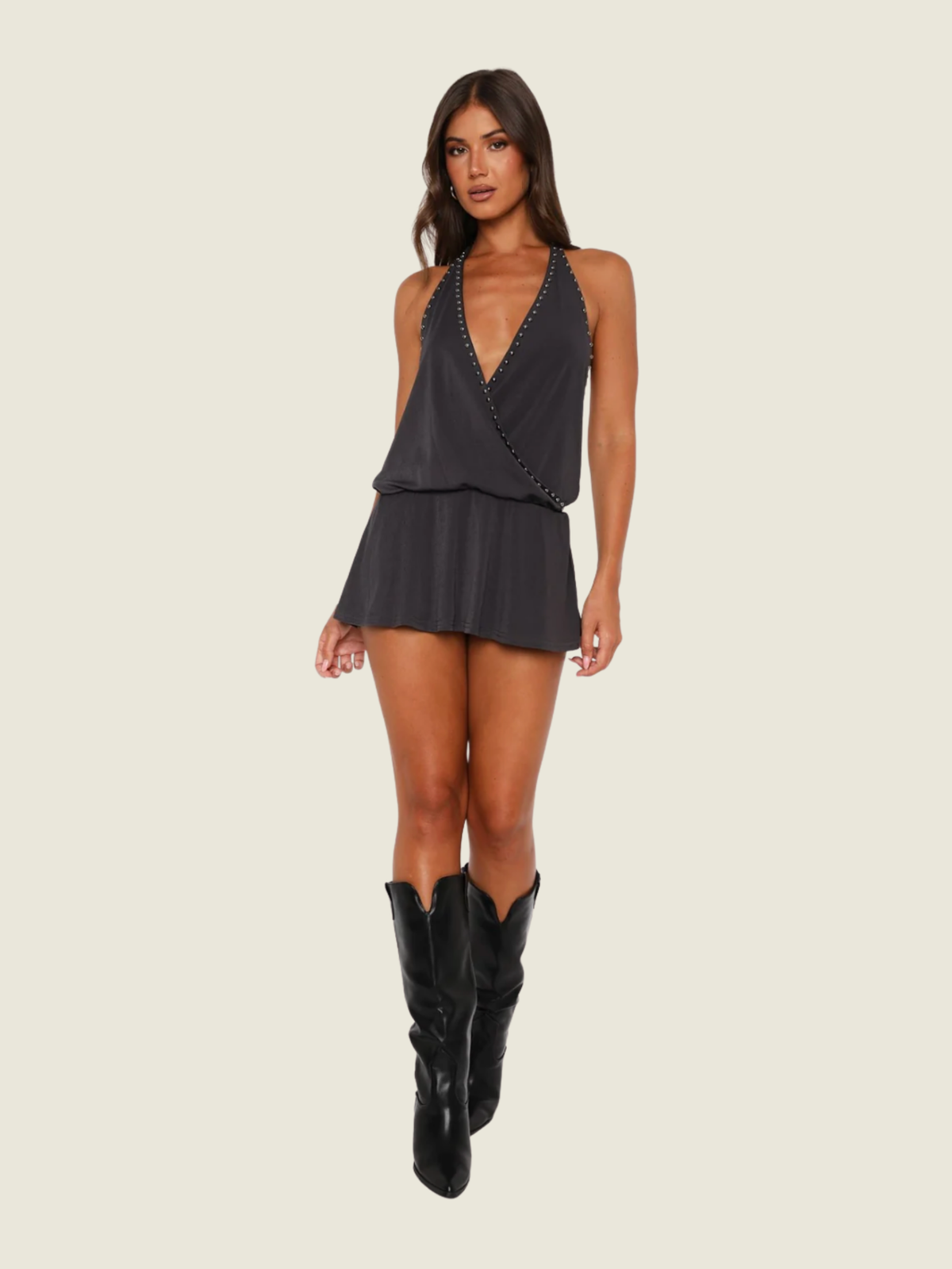White Fox Favourite Moment Mini Dress Charcoal