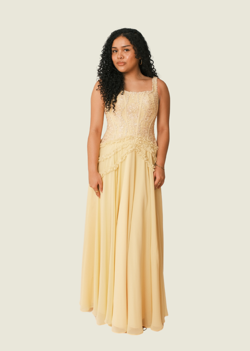 Yellow Mel Orlina Bespoke - Lace Gown
