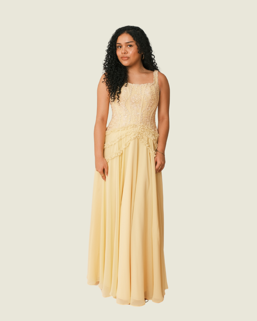 Yellow Mel Orlina Bespoke - Lace Gown