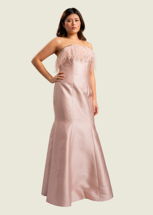 Debbie Co Pink Custom Silk Gazar Tube Gown