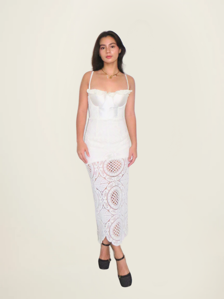 Self Portrait Bustier Crochet Dress