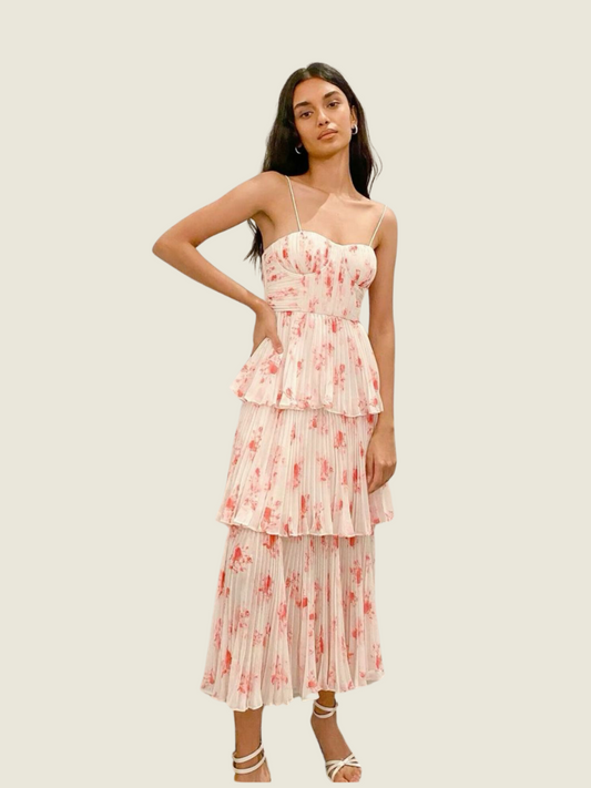 Self Portrait Printed Tiered Midi Dress