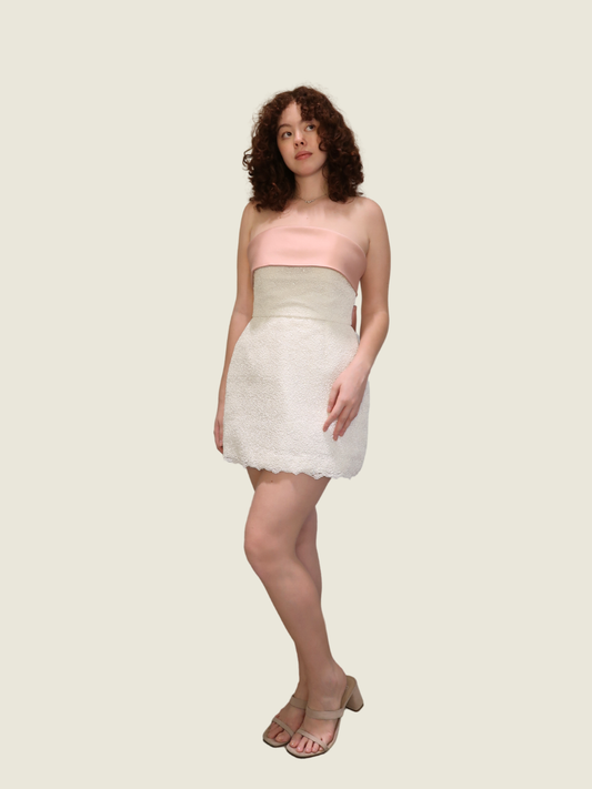 Atelier Carlene Pink and White Bow Dress