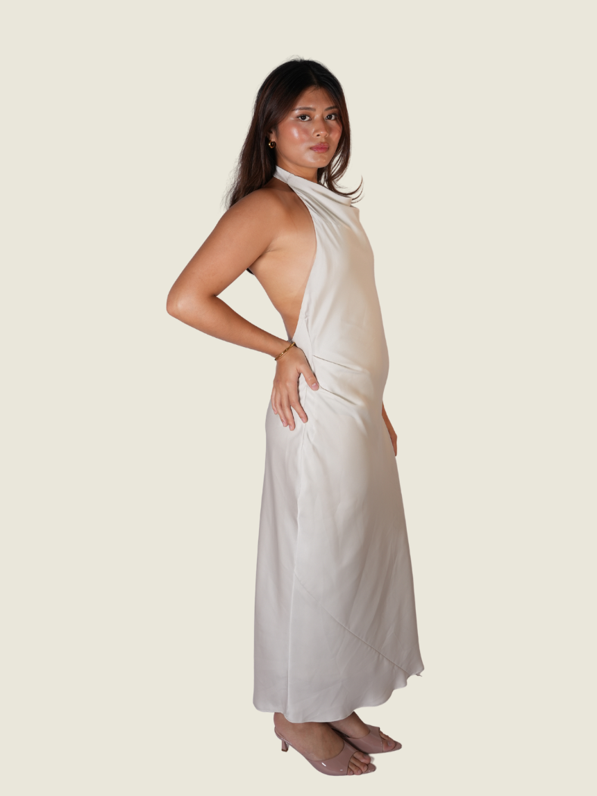 Artitzia Pearl White Cowl Maxi in (M)
