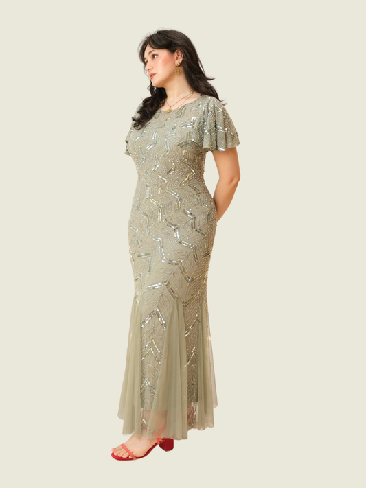 BEAUUT Embellished Sequin Maxi Dress