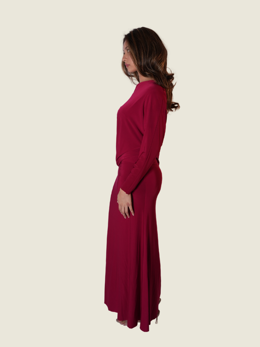 Cary Santiago Asymmetrical Red Maxi
