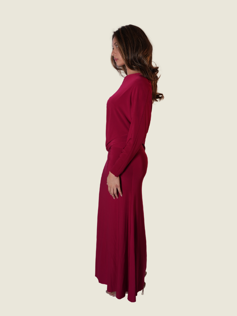 Cary Santiago Asymmetrical Red Maxi