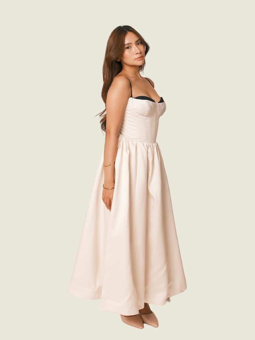 DoubleWoot Off White Dress with Black Trimmings