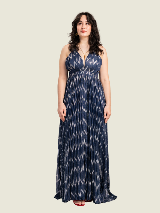 Maniju Blue Printed Long Dress