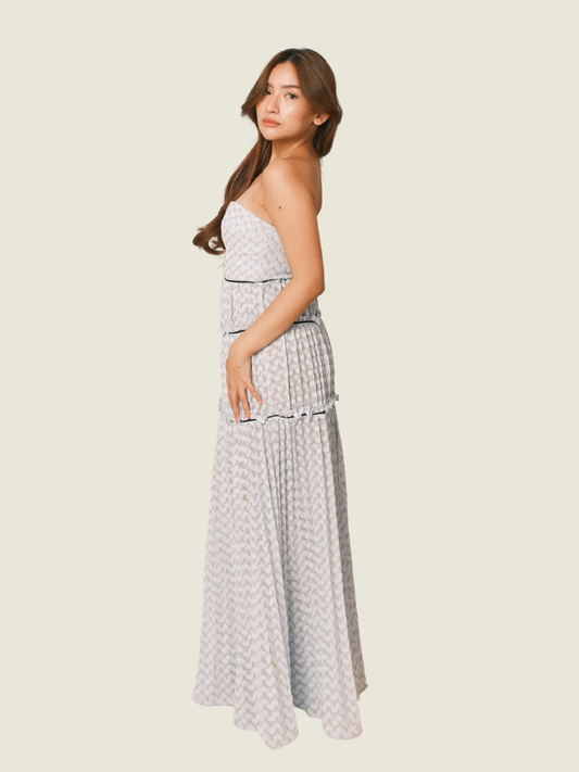 Self Portrait Blue Textured Midi Dress