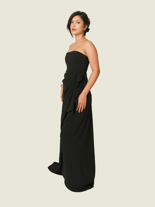 Ushi Sato Asymmetrical Strapless Dress in Black