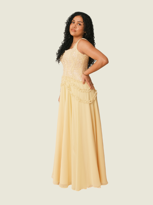 Yellow Mel Orlina Bespoke - Lace Gown