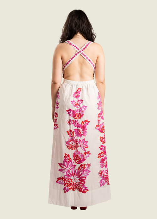 Farm Rio Flowerful Birds Plunge Open-Back Maxi Dress hover image