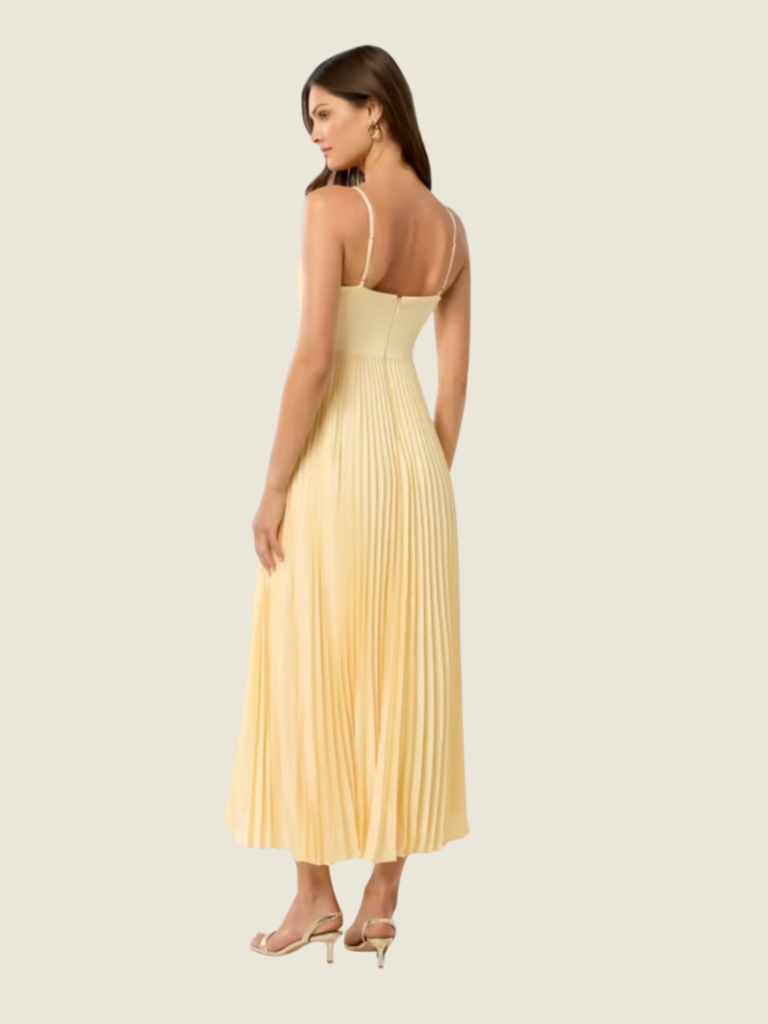 Ever New Chloe Yellow Pleated Midi Dress