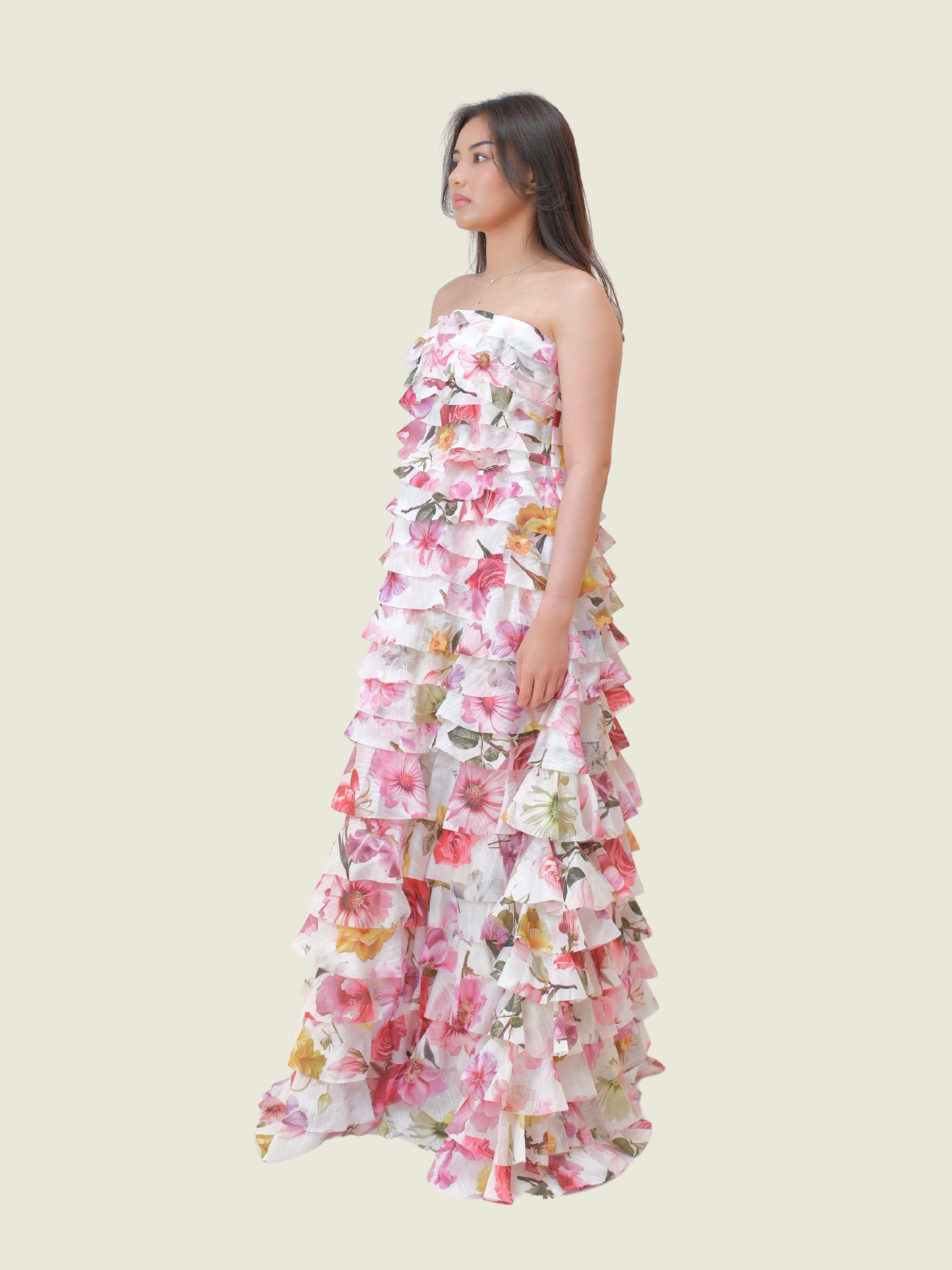 AJE Fleur Pleated Gown Collage Floral (XS)