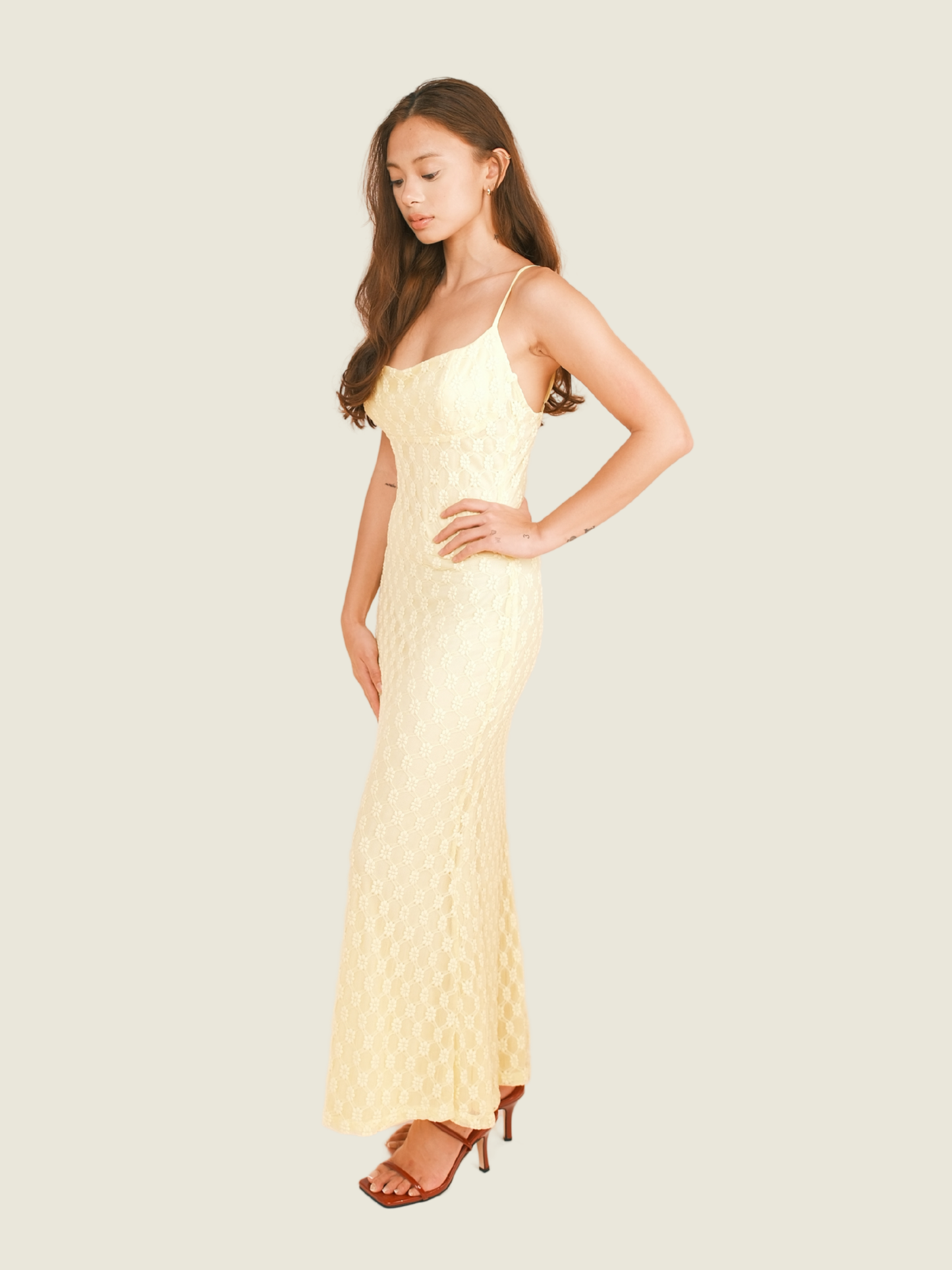 Bardot Yellow Maxi with Floral Details (S)