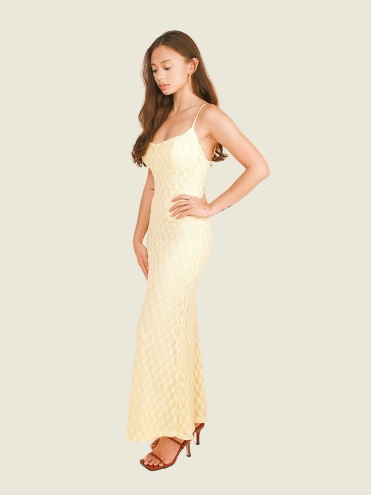Bardot Yellow Maxi with Floral Details (S)