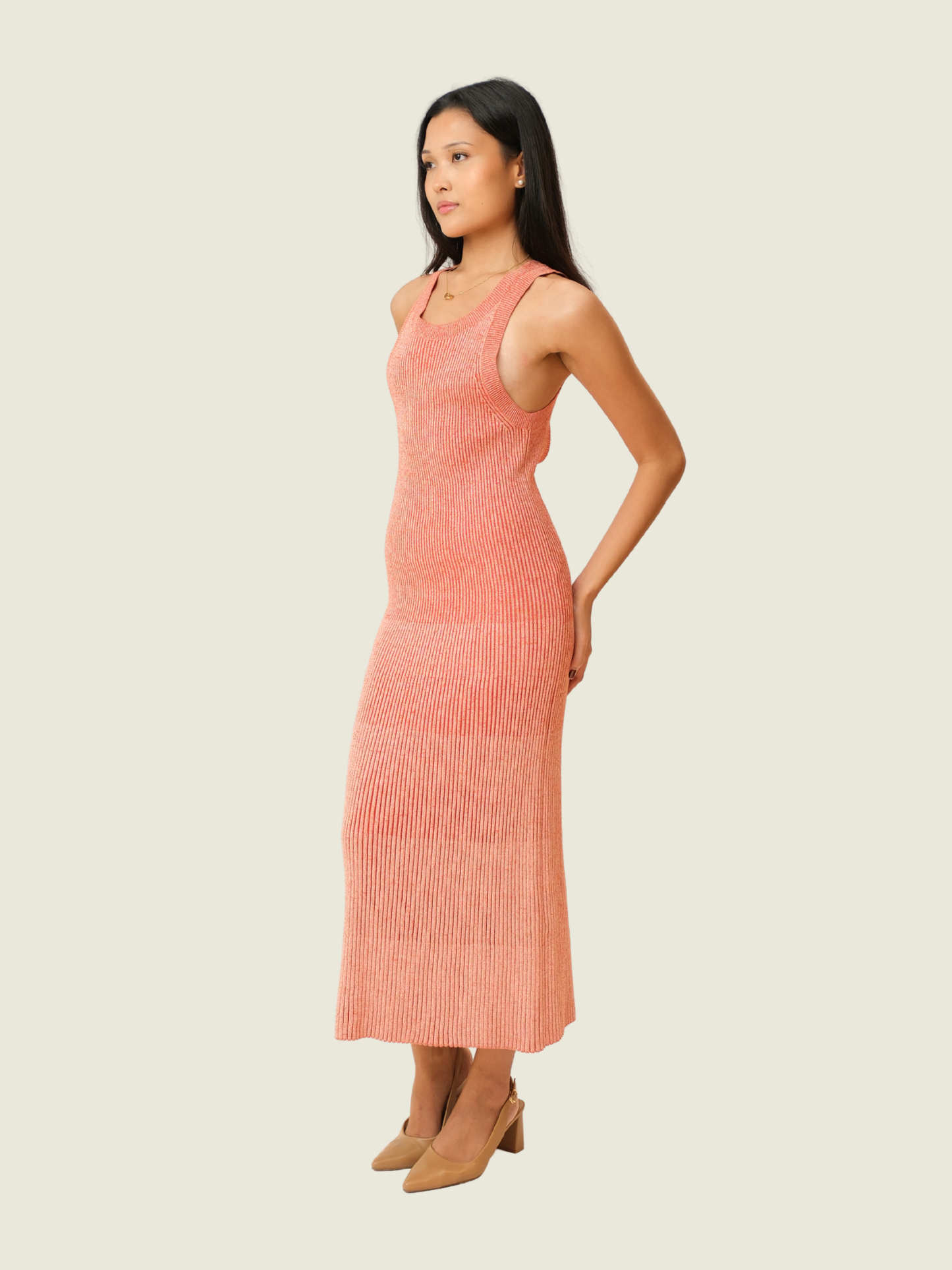 COS Pink Gradient Ribbed Knit Dress