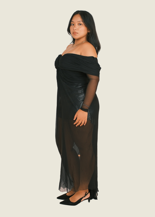 Charina Sarte Black Off-Shoulder with Mesh Sleeves (M-L) hover image