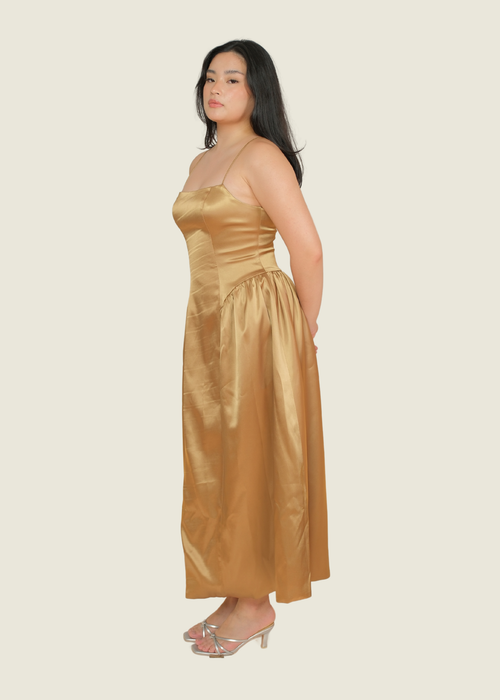COCOSIN Dark Gold Dress hover image