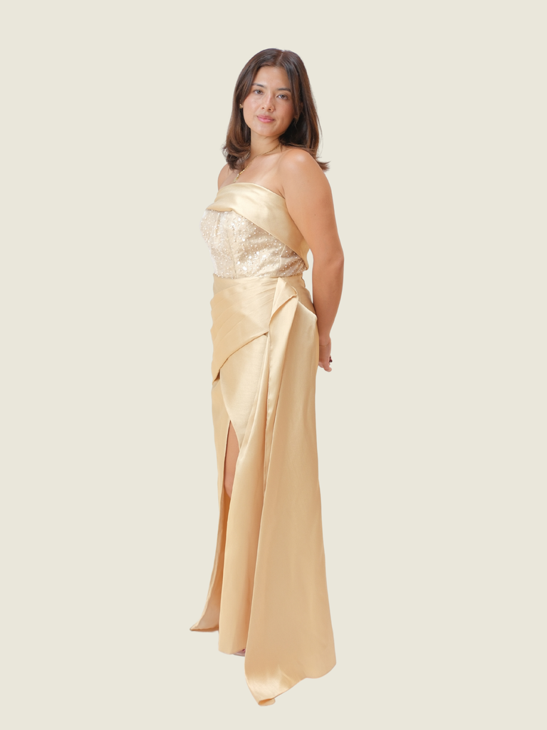 Custom Celine Bautista Atelier Champagne Gown (M-L)