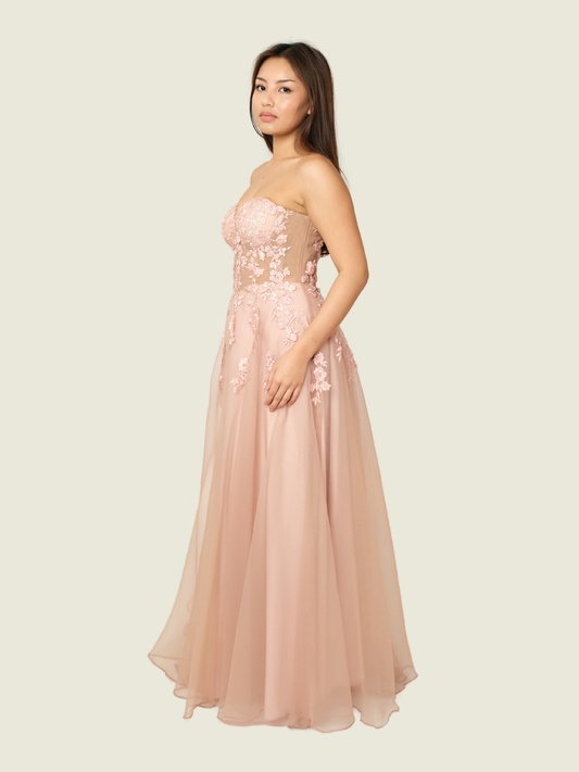 Debbie Co Pink Floral Gown