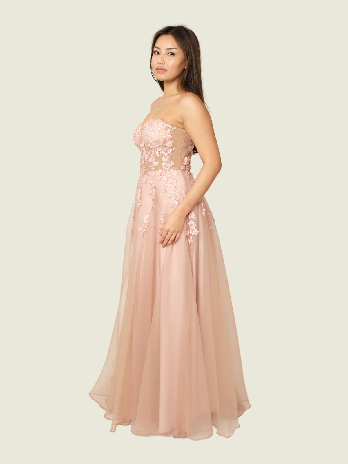 Debbie Co Pink Floral Gown