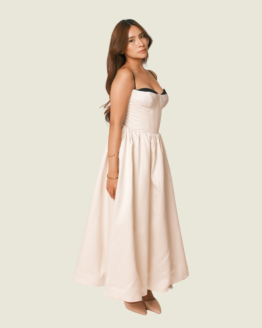 DoubleWoot Off White Dress with Black Trimmings