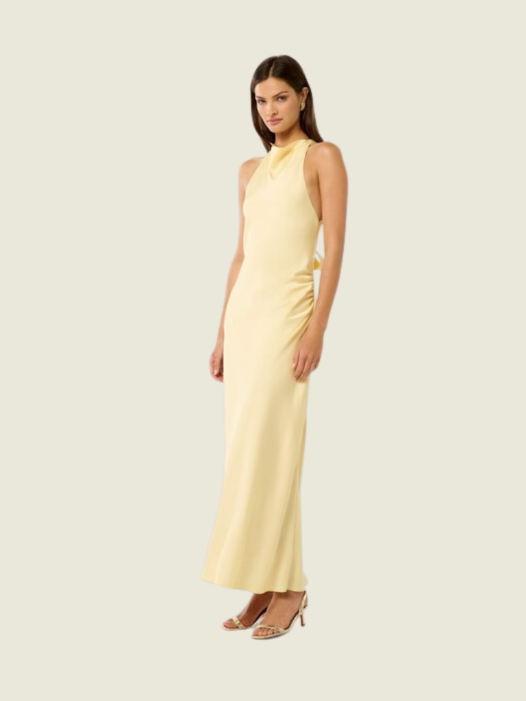 Ever New Yellow Audrey Satin Backless Maxi