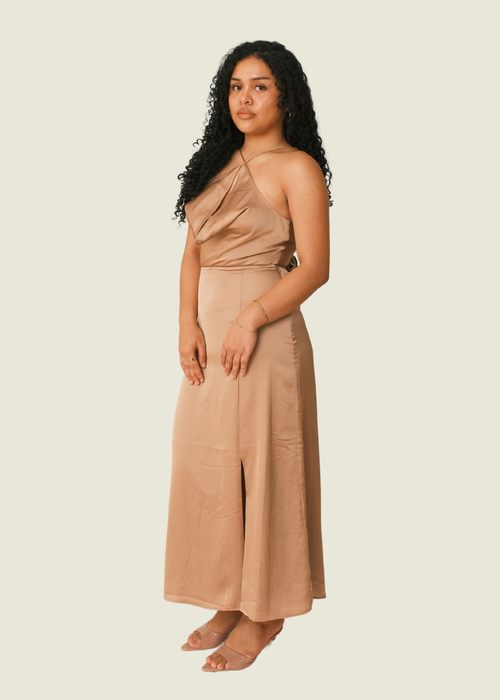 Finders Keepers Silk Brown Midi Dress hover image