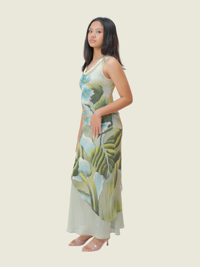 Green Sue Wong Floral Long Dress (M)