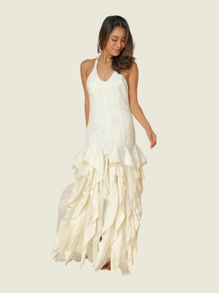 H&M Studio Ruffled Embroidered Dress