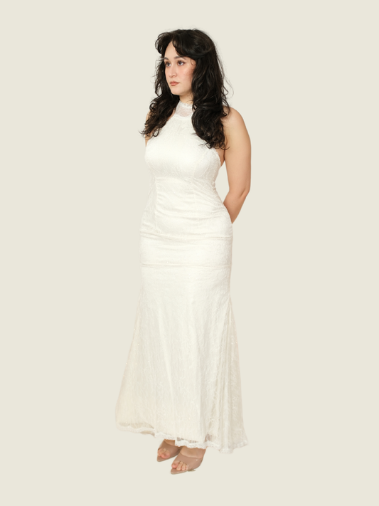Jeanjaquet Ivory Lace Halter Gown