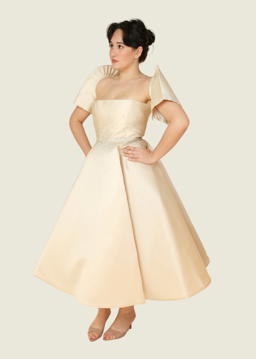 Julio Galerie 2-Way Filipiniana Dress in Champagne hover image