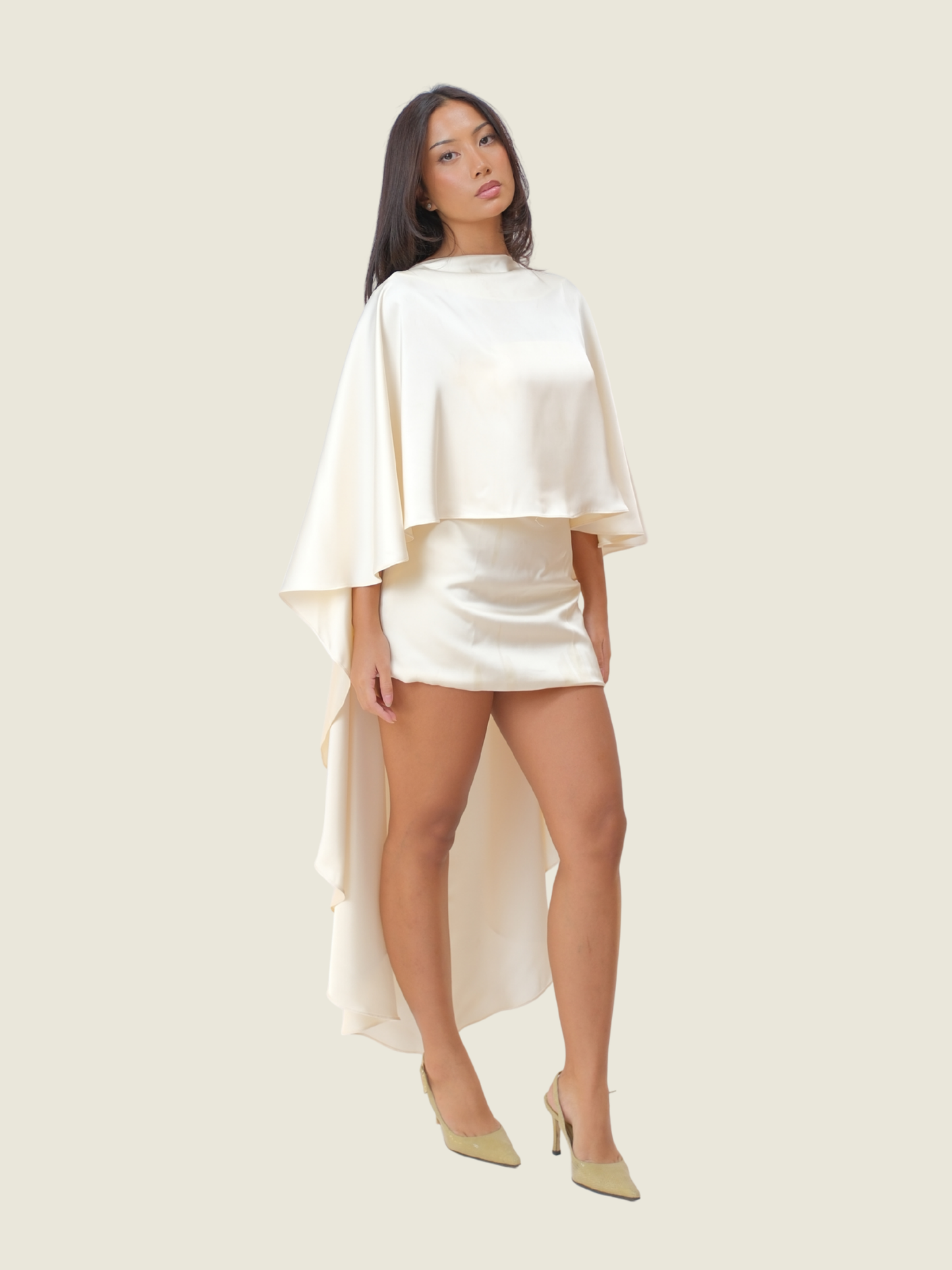 Kisserine Zephyr Mini Dress with Cape