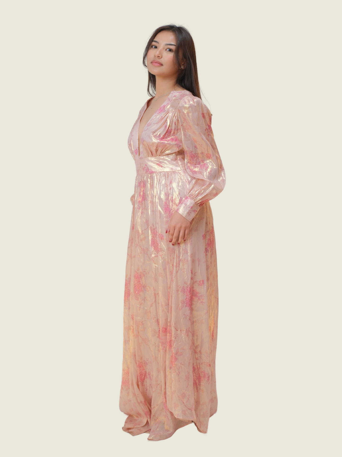LoveShack fancy Cyrena Dress - Metallic Long Sleeve Dress