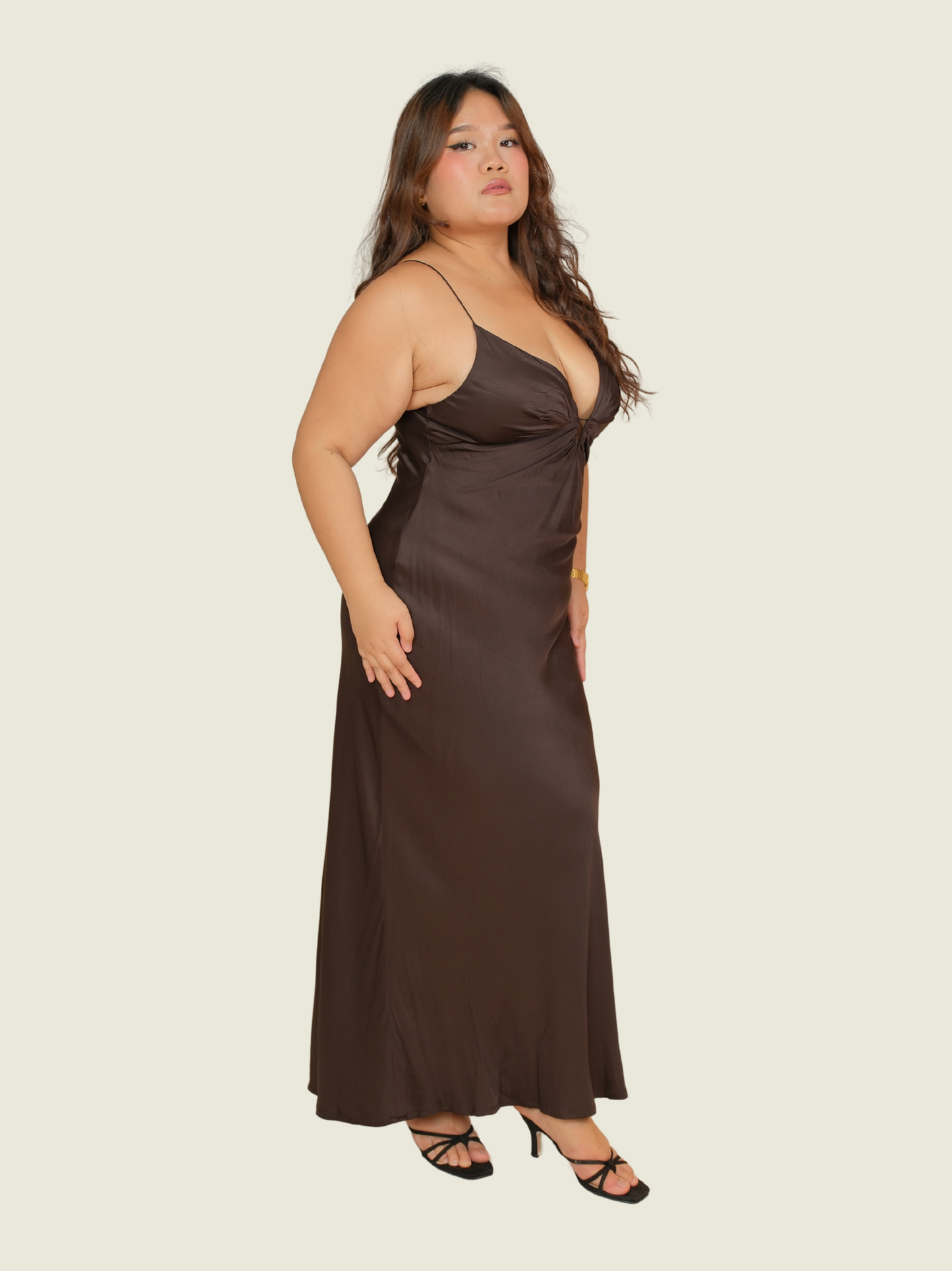 Mango Brown Silk Dress