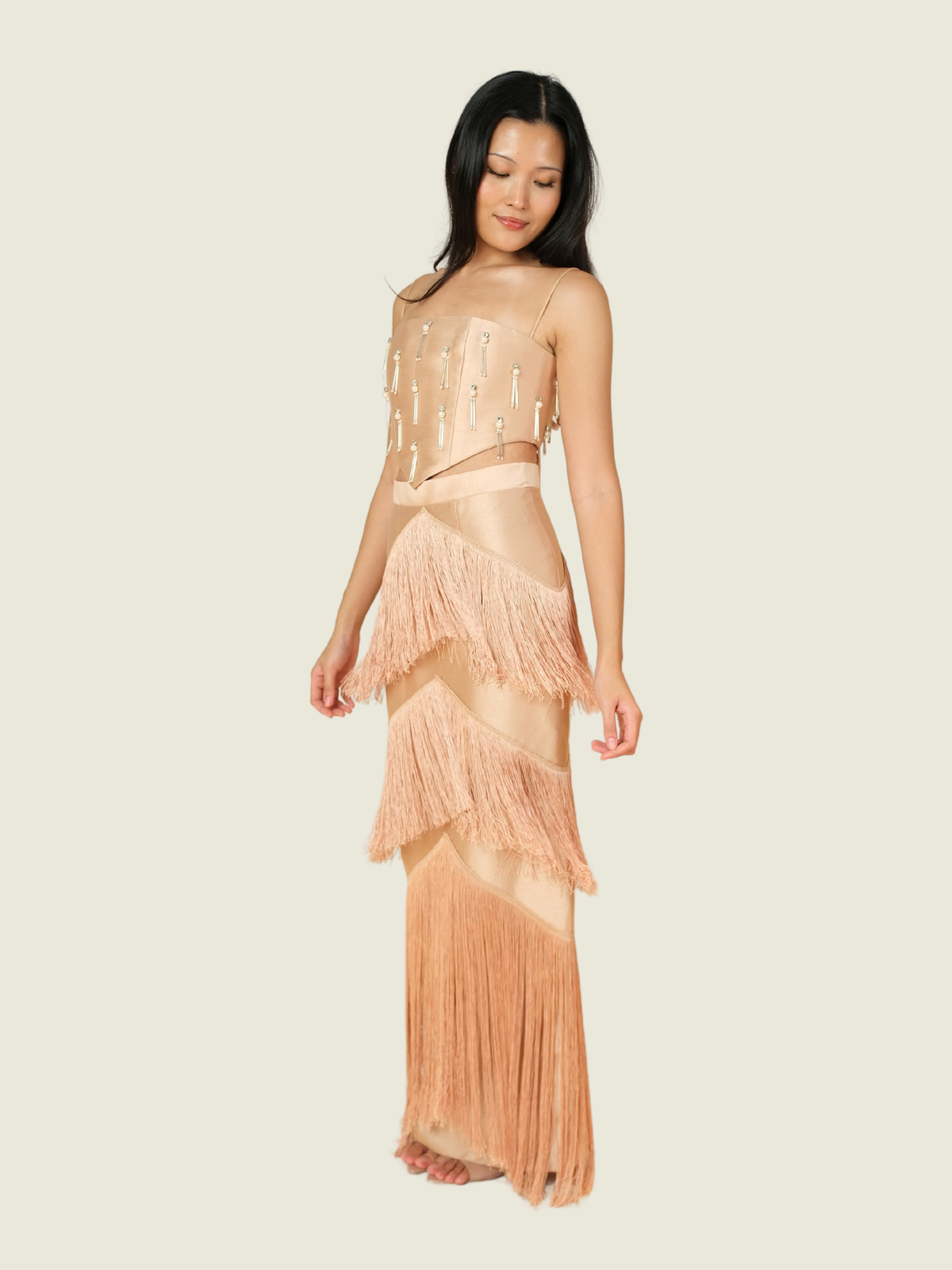 Martin Bautista Fringe Two Piece Dress