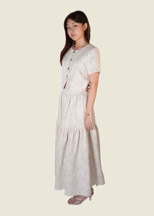 Meleanule Jacquard Coordinated Look Top and Skirt Set hover image