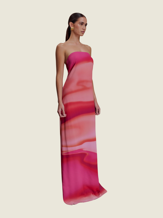 Meshki Amaya Strapless Chiffon Maxi Dress