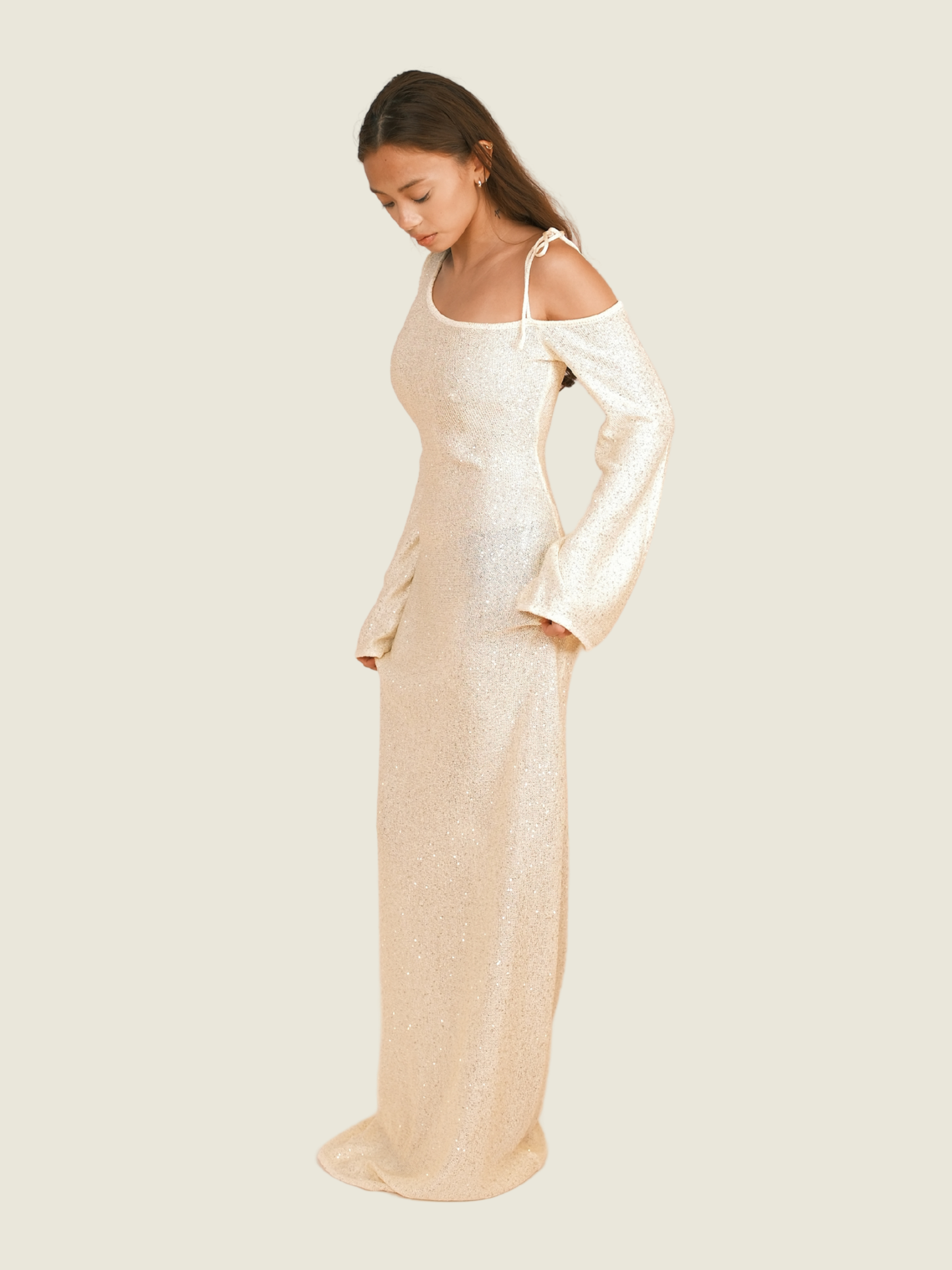 Meshki Beaded Maxi Dress in Yellow (S-M)
