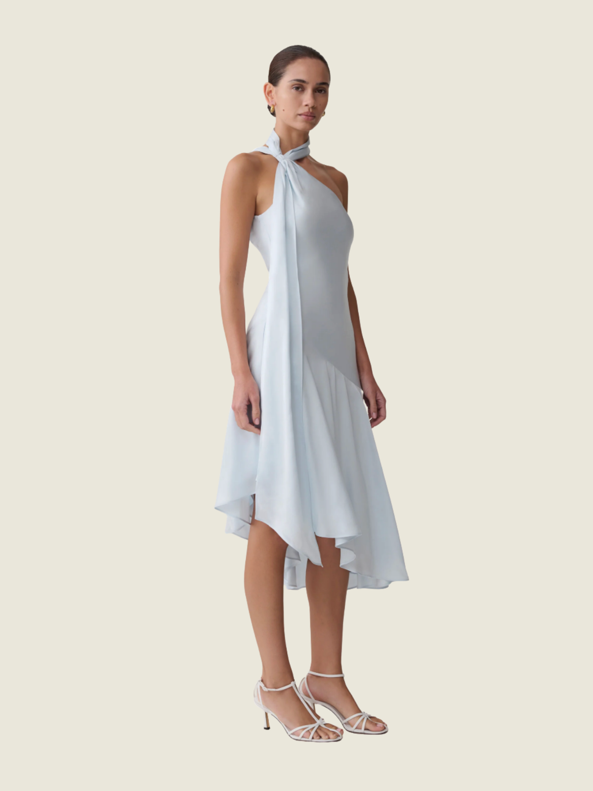 Meshki Evelina Halter Asymmetric Hem Midi
