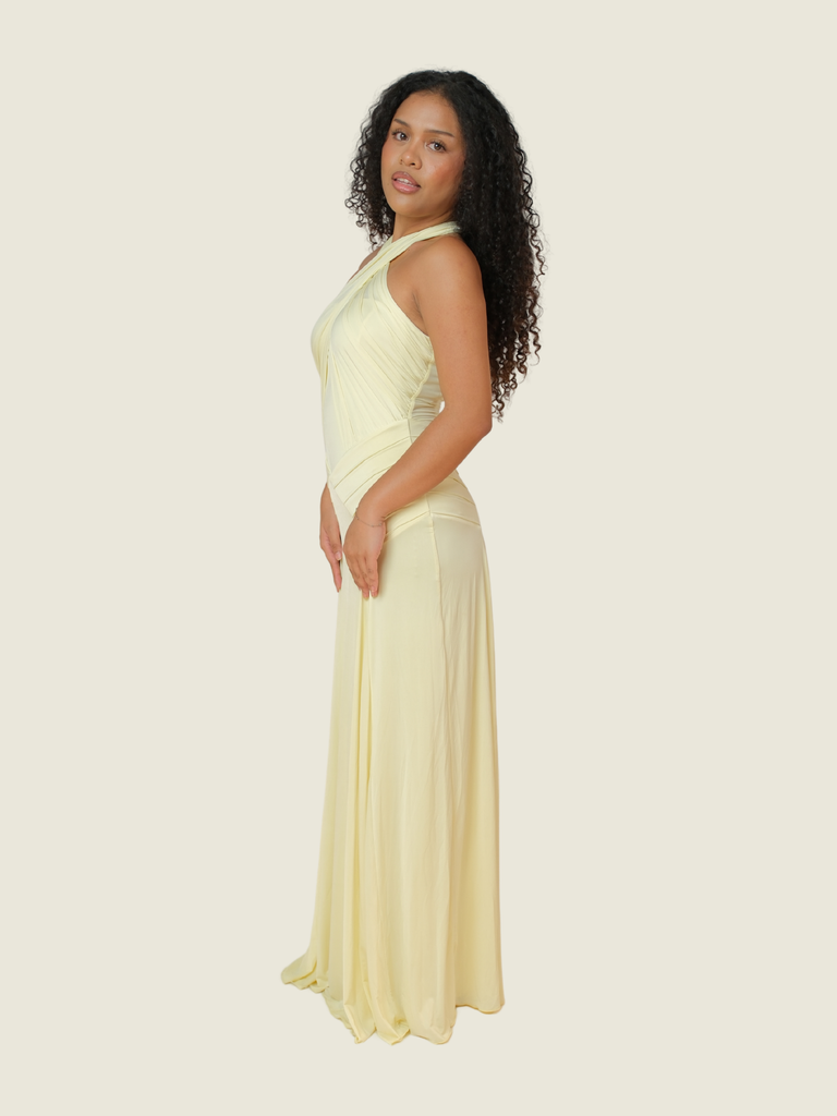 Meshki Indira Gathered Slinky Halter Maxi