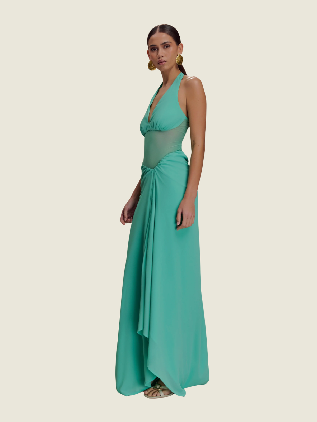 Meshki Joanna Chiffon and Mesh Maxi Dress