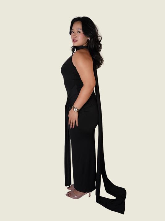 Neric Beltran Black Maxi with Scarf