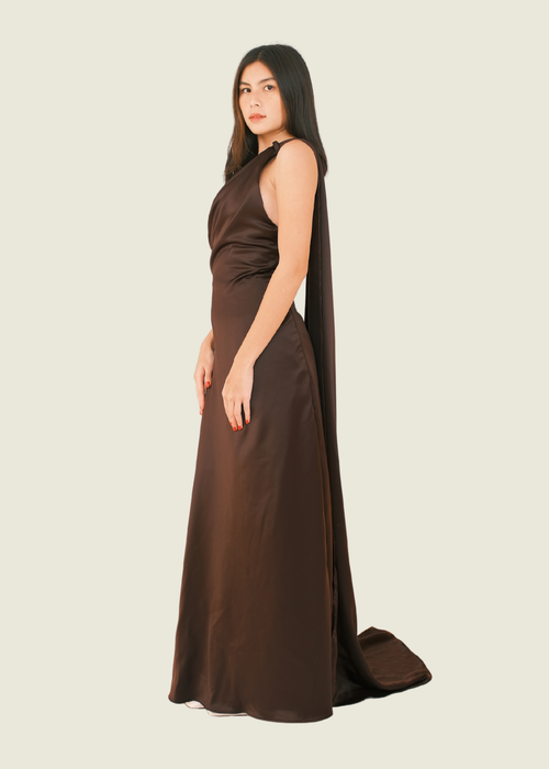 Ninni Atelier Custom Chocolate Brown Maxi Dress hover image