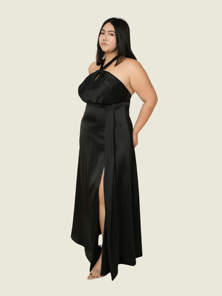 O’Muse Black Halter Gown