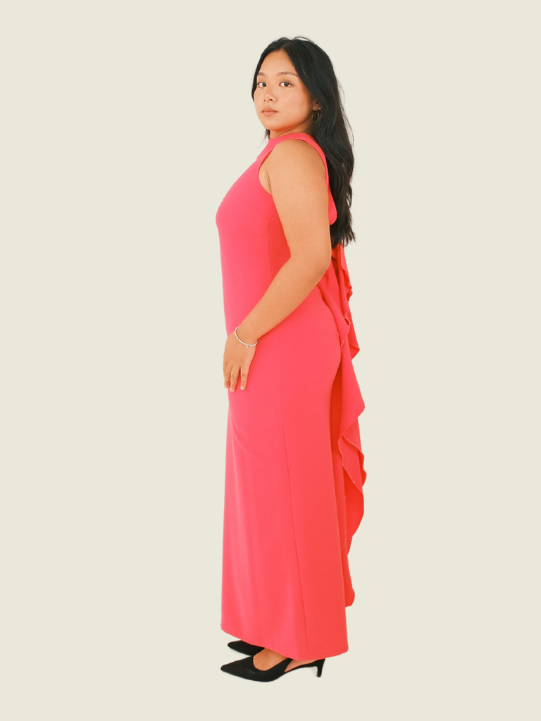 Patricia Santos Fuschia Pink Dress with Ruffle Details
