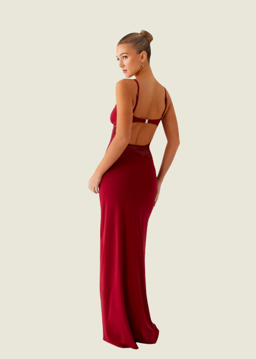 Peppermayo Exclusive Envy Maroon Maxi Dress hover image